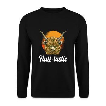 Jeu de mots moelleux Vache écossaise des Highlands - Sweat-shirt Unisexe - noir - Devant - Alina (178cm) & Michal (187cm)