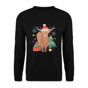 Costume de Noël de vache des Highlands écossais - Sweat-shirt Unisexe - noir - Devant - Alina (178cm) & Michal (187cm)