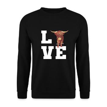 Chère vache écossaise des Highlands - Sweat-shirt Unisexe - noir - Devant - Alina (178cm) & Michal (187cm)