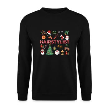 Hairstylist Weihnachtsoutfit Friseur - Unisex Pullover - Schwarz - Vorne - Alina (178cm) & Michal (187cm)