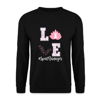 Love Spa Manager Valentine's Day T-shirt - Unisex Sweatshirt - black - Front - Alina (178cm) & Michal (187cm)