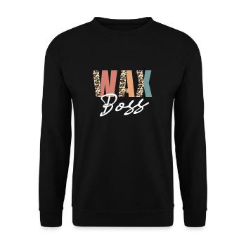 Waxing Specialist Leopard Pattern - Unisex Sweatshirt - black - Front - Alina (178cm) & Michal (187cm)