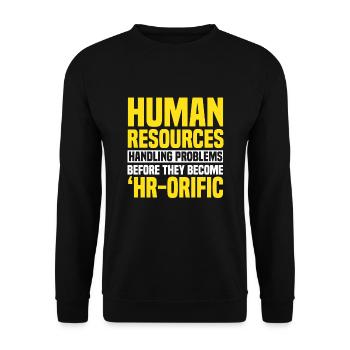 Funny word game Human Resources - Unisex Sweatshirt - black - Front - Alina (178cm) & Michal (187cm)