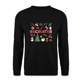HR Recruiter Weihnachtskostüm - Unisex Pullover - Schwarz - Vorne - Alina (178cm) & Michal (187cm)