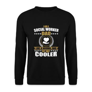 Funny Social Worker Dad - Unisex Sweatshirt - black - Front - Alina (178cm) & Michal (187cm)