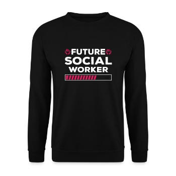 Zukünftige Sozialarbeiter Geschenk - Unisex Pullover - Schwarz - Vorne - Alina (178cm) & Michal (187cm)