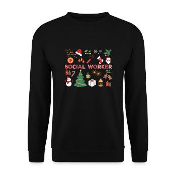 Travailleur social costume de Noël Noël - Sweat-shirt Unisexe - noir - Devant - Alina (178cm) & Michal (187cm)