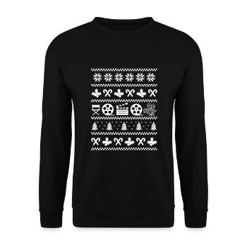 Hässliches Weihnachten Köstüm Film Fan - Unisex Pullover - Schwarz - Vorne - Alina (178cm) & Michal (187cm)