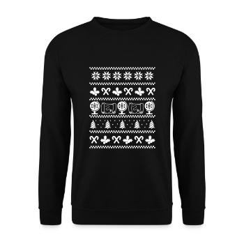 Geografie Hässliche Weihnachtskleidung - Unisex Pullover - Schwarz - Vorne - Alina (178cm) & Michal (187cm)
