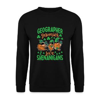 Lustiger Geograph St. Patrick's Day Kostüm - Unisex Pullover - Schwarz - Vorne - Alina (178cm) & Michal (187cm)