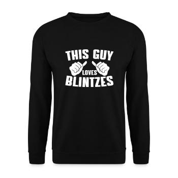 This guy loves blintzes - Unisex Sweatshirt - black - Front - Alina (178cm) & Michal (187cm)