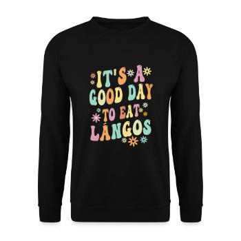 Langos - Hungarian cuisine - Unisex Sweatshirt - black - Front - Alina (178cm) & Michal (187cm)