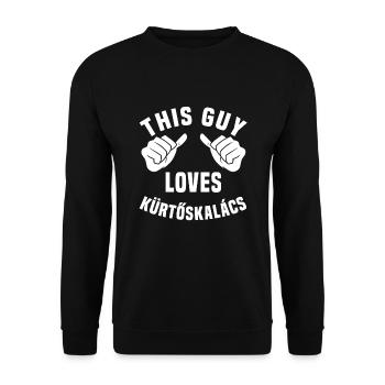 This guy loves Kürtőskalács - Unisex Sweatshirt - black - Front - Alina (178cm) & Michal (187cm)
