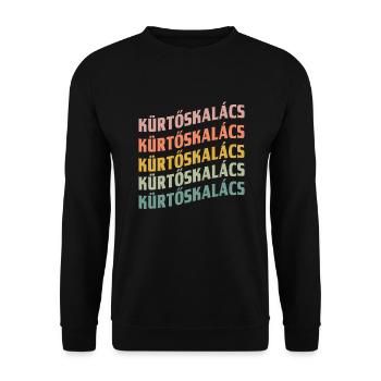 Kürtőskalács font design - Unisex Sweatshirt - black - Front - Alina (178cm) & Michal (187cm)