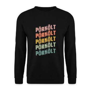 Pörkölt Schriftzug - Unisex Pullover - Schwarz - Vorne - Alina (178cm) & Michal (187cm)