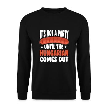 Hungarian Sausage Party Saying - Unisex Sweatshirt - black - Front - Alina (178cm) & Michal (187cm)
