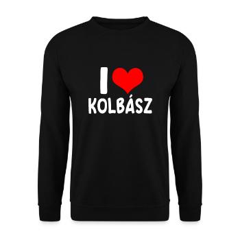 I love Kolbász - Unisex Sweatshirt - black - Front - Alina (178cm) & Michal (187cm)