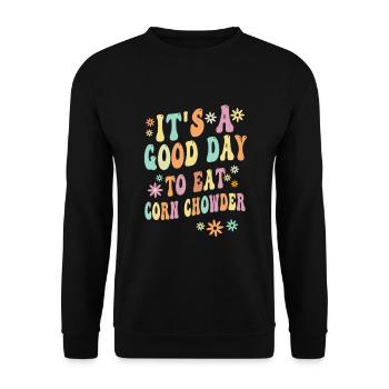It's a good day to eat corn soup - Unisex Sweatshirt - black - Front - Alina (178cm) & Michal (187cm)