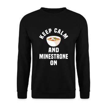 Ruhig Bleiben Und Minestrone Essen - Unisex Pullover - Schwarz - Vorne - Alina (178cm) & Michal (187cm)