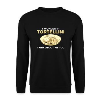 Lustiges Tortellini Shirt - Unisex Pullover - Schwarz - Vorne - Alina (178cm) & Michal (187cm)