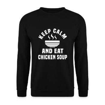 Stay calm and eat chicken soup - Unisex Sweatshirt - black - Front - Alina (178cm) & Michal (187cm)