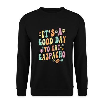 Lustiger Gazpacho Spruch - Unisex Pullover - Schwarz - Vorne - Alina (178cm) & Michal (187cm)