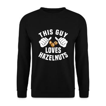 Dieser Typ Liebt Haselnüsse - Unisex Pullover - Schwarz - Vorne - Alina (178cm) & Michal (187cm)
