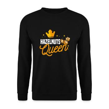 Haselnuss Königin - Unisex Pullover - Schwarz - Vorne - Alina (178cm) & Michal (187cm)
