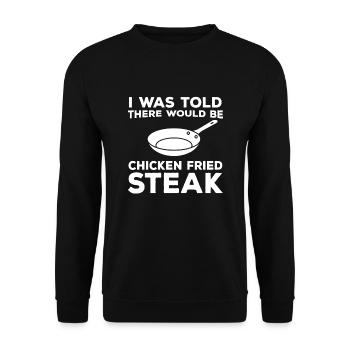 RezeFunny Saying for Fried Chicken Steak - Unisex Sweatshirt - black - Front - Alina (178cm) & Michal (187cm)