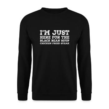 Ich Bin Nur Wegen Gebratenes Hühnchensteak Hier - Unisex Pullover - Schwarz - Vorne - Alina (178cm) & Michal (187cm)