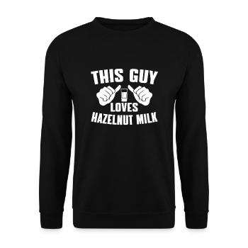 This guy loves hazelnut milk - Unisex Sweatshirt - black - Front - Alina (178cm) & Michal (187cm)