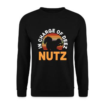 Squirrel – In Charge Of Deez Nuts - Unisex Sweatshirt - black - Front - Alina (178cm) & Michal (187cm)