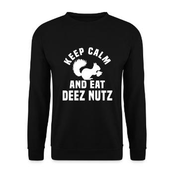 Stay Calm and Eat Deez Nuts - Unisex Sweatshirt - black - Front - Alina (178cm) & Michal (187cm)