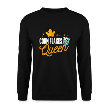Corn Flakes Königin - Unisex Pullover - Schwarz - Vorne - Alina (178cm) & Michal (187cm)