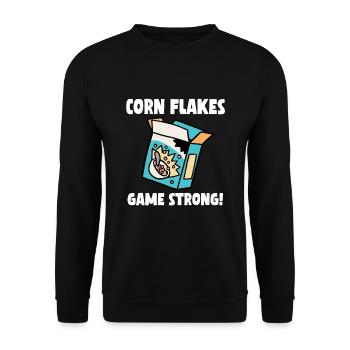 Corn Flakes Game Strong - Unisex Pullover - Schwarz - Vorne - Alina (178cm) & Michal (187cm)