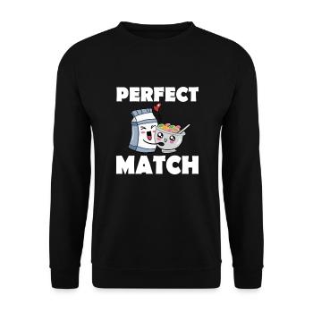 with milk and cereals - Unisex Sweatshirt - black - Front - Alina (178cm) & Michal (187cm)