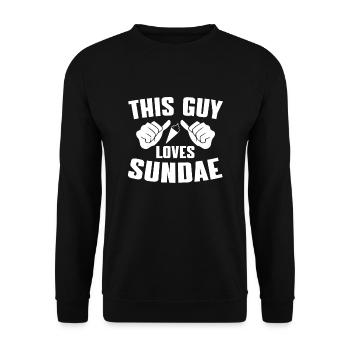 This guy loves ice cream sundaes - Unisex Sweatshirt - black - Front - Alina (178cm) & Michal (187cm)