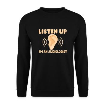 Drôle d’audiologiste T-shirt - Sweat-shirt Unisexe - noir - Devant - Alina (178cm) & Michal (187cm)