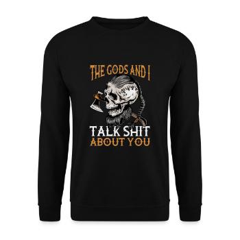 Lustiges Wikinger T-shirt - Unisex Pullover - Schwarz - Vorne - Alina (178cm) & Michal (187cm)