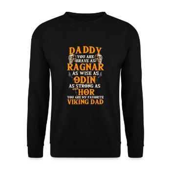 Wikinger Papa - Unisex Pullover - Schwarz - Vorne - Alina (178cm) & Michal (187cm)