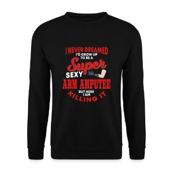 UnteSuper Sexy Armamputierten Geschenk - Unisex Pullover - Schwarz - Vorne - Alina (178cm) & Michal (187cm)