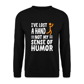 Funny hand amputee shirt - Unisex Sweatshirt - black - Front - Alina (178cm) & Michal (187cm)