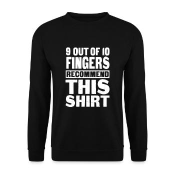 Finger amputee 9 out of 10 - Unisex Sweatshirt - black - Front - Alina (178cm) & Michal (187cm)