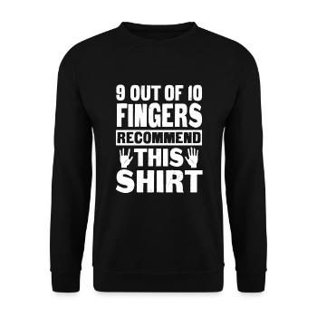 Chemise amputée de doigt drôle - Sweat-shirt Unisexe - noir - Devant - Alina (178cm) & Michal (187cm)