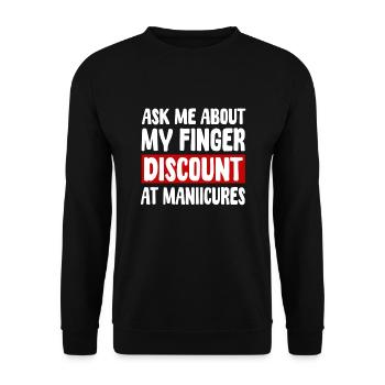 Amputé d’un doigt - Sweat-shirt Unisexe - noir - Devant - Alina (178cm) & Michal (187cm)