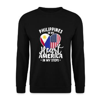 Filipino American Geschenk - Unisex Pullover - Schwarz - Vorne - Alina (178cm) & Michal (187cm)