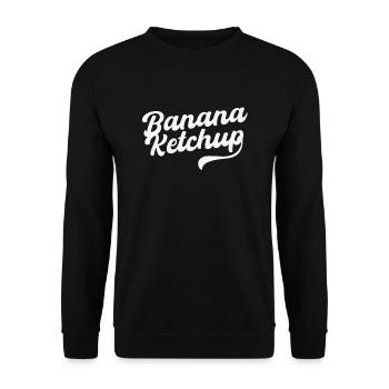 Bananen Ketchup Design - Unisex Pullover - Schwarz - Vorne - Alina (178cm) & Michal (187cm)