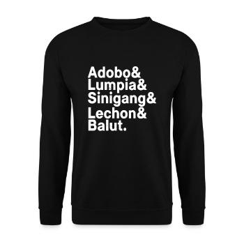 Philippinisches Essen - Unisex Pullover - Schwarz - Vorne - Alina (178cm) & Michal (187cm)