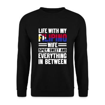 Femme philippine Humour - Sweat-shirt Unisexe - noir - Devant - Alina (178cm) & Michal (187cm)
