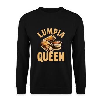 Lumpia Königin - Unisex Pullover - Schwarz - Vorne - Alina (178cm) & Michal (187cm)